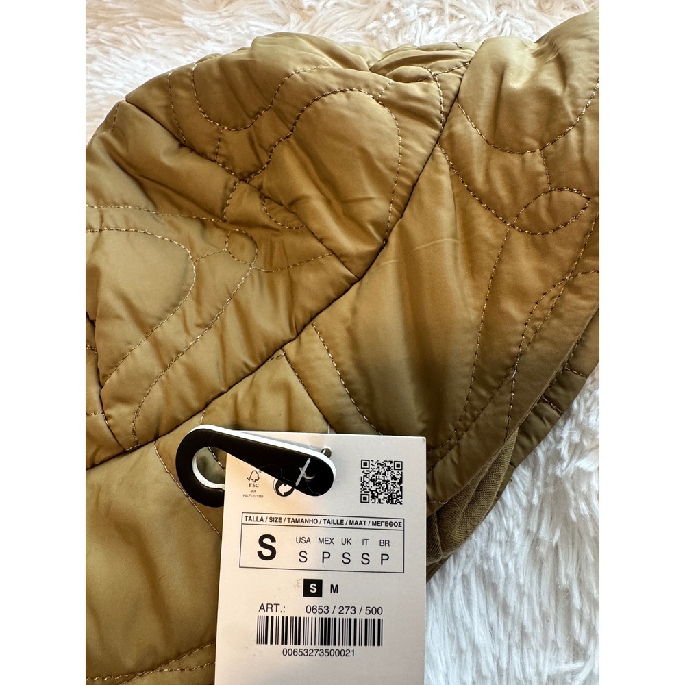Zara Women Khaki Tan Quilted Bucket Hat Padded Stitched 0653/273/500 Size S NEW
